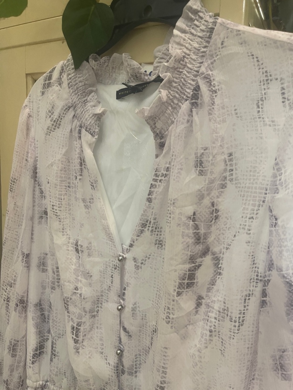 White House Black Market Lavender and White Printed Midi Dress